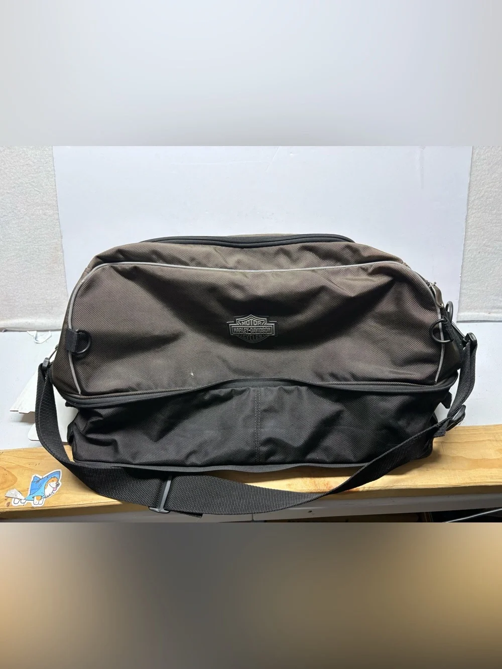 Harley Davidson Three Compartment Black Riding Bag/ Duffle Bag Moto Travel 22x11